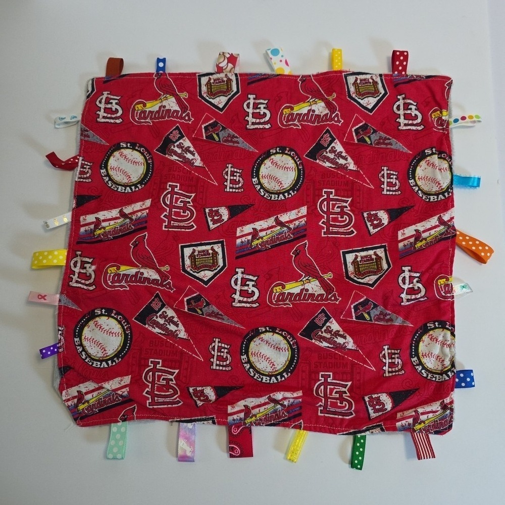 ST LOUISβ CARDINALS MLB Decor 16" By 15" "GO CARDS" Baby Tag Blanket